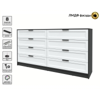 Kомод Тренд КТ-К197 (Антрацит ЛДСП/ Белый ЛМДФ) Ш1965 В1020 Г451